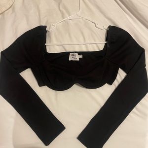 Princesspolly Long sleeve Black Crop top
